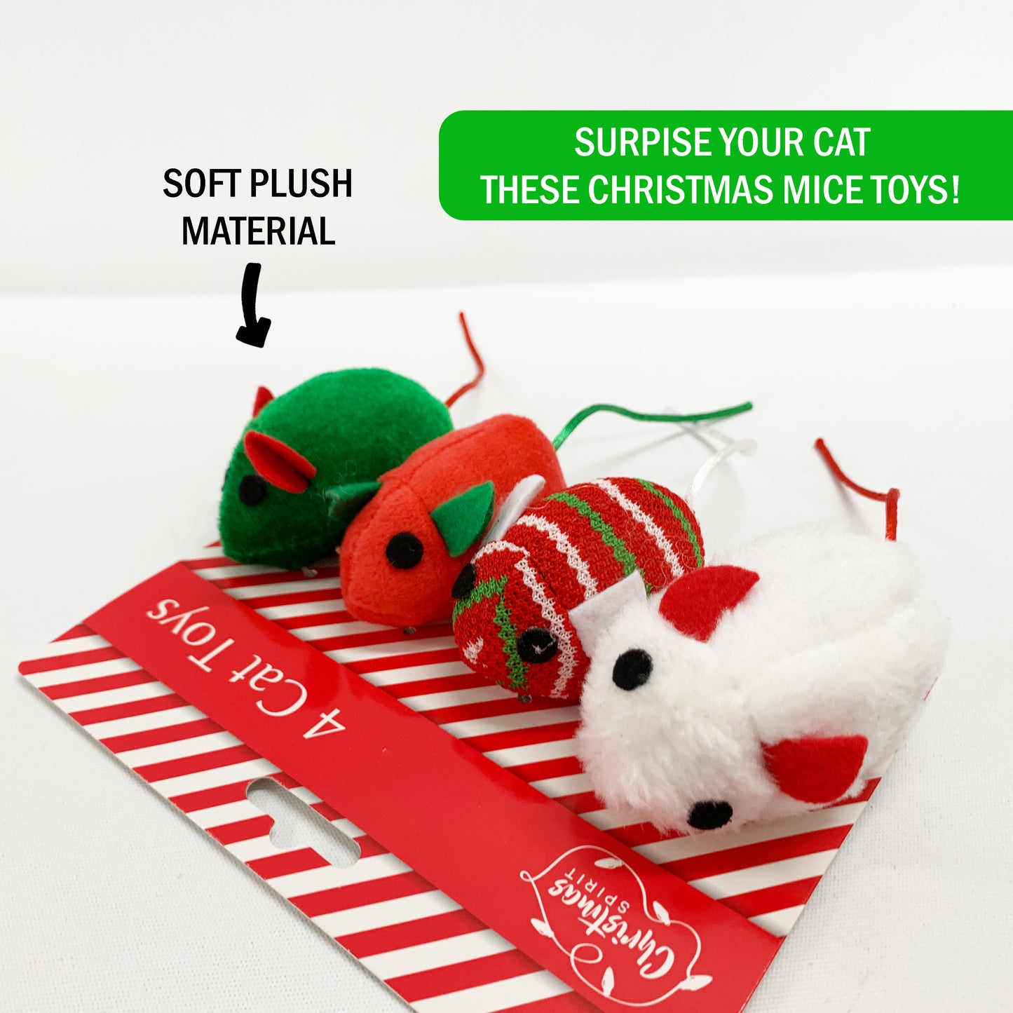 4pcs Christmas Plush Mice Cat Toy