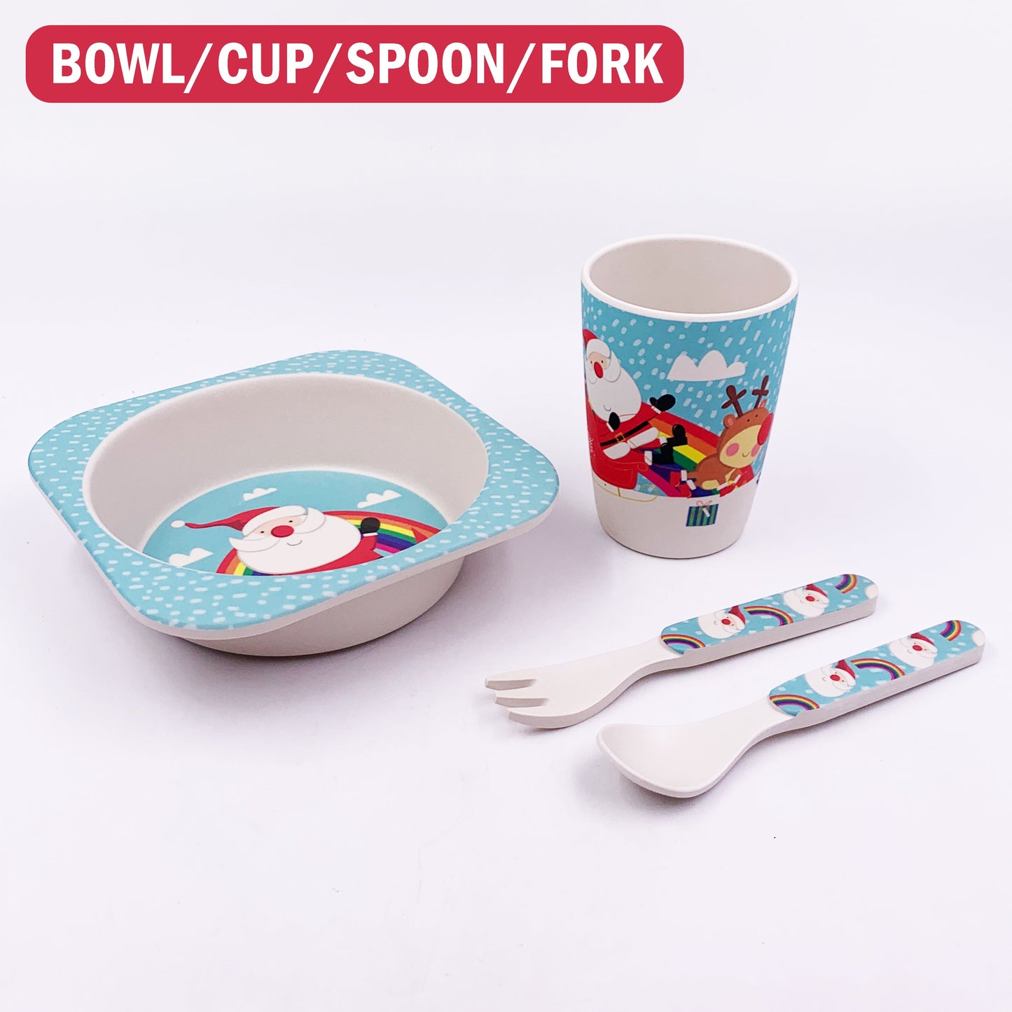 Christmas Kids Tableware Santa Bowl Plate - Pack of 5 -