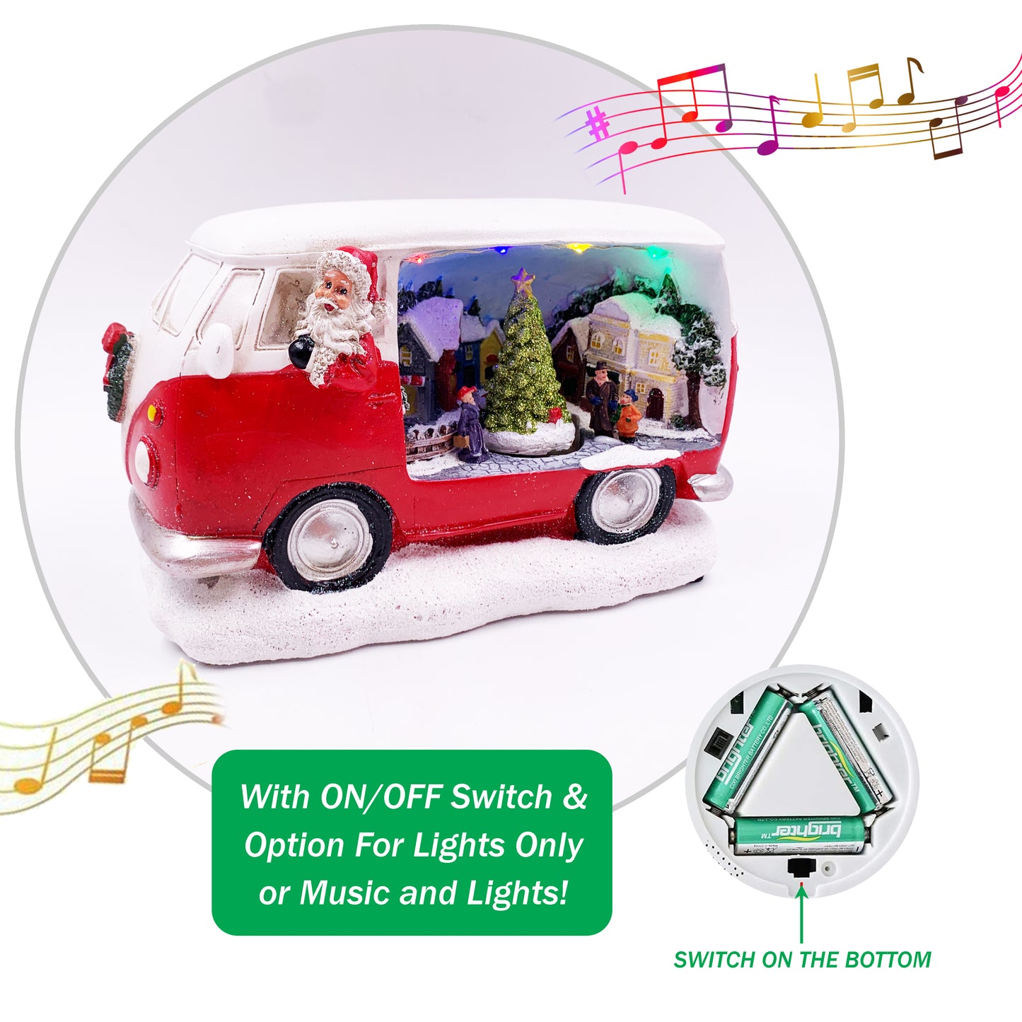 Christmas Animated Light Up Musical Santa Kombi Van