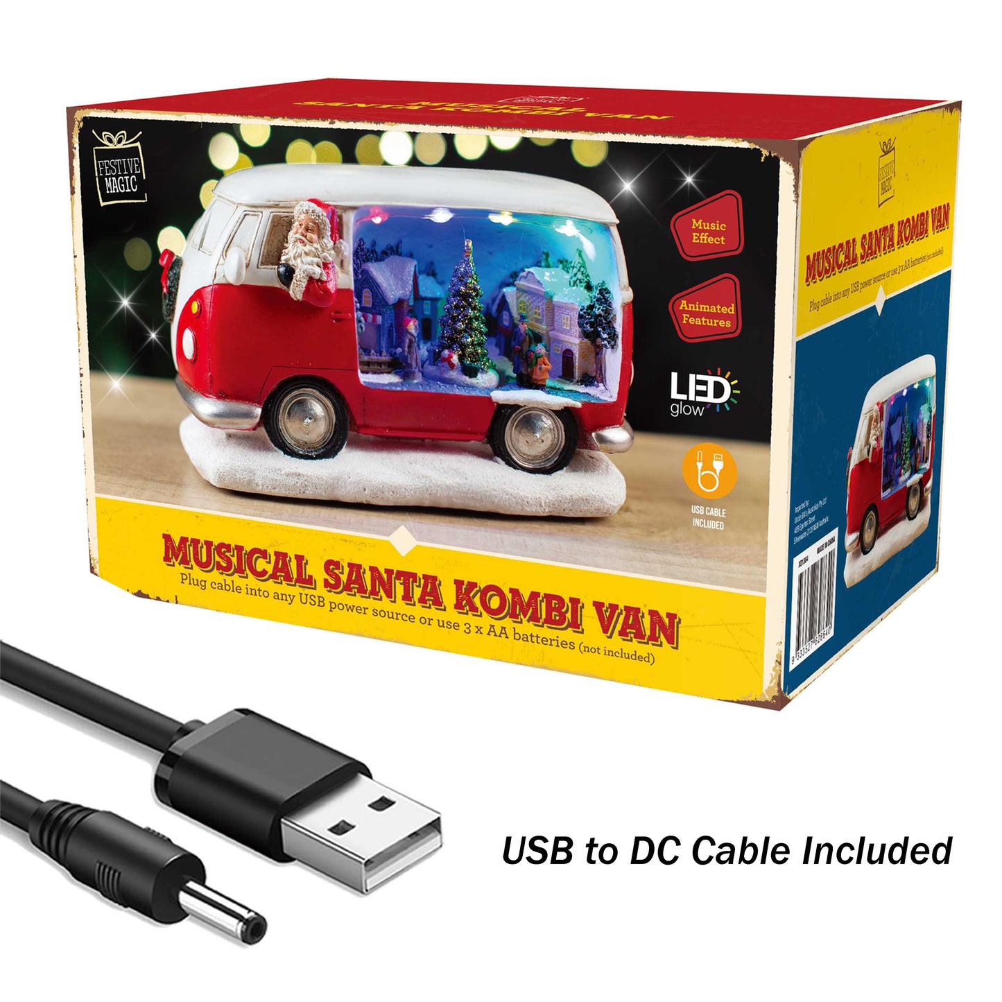 Christmas Animated Light Up Musical Santa Kombi Van