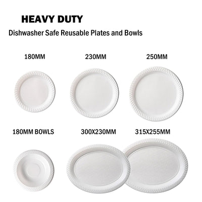 White Plastic Embossed Plates & Bowls