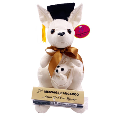 32cm Graduation Signature Stuffed Plush Kangaroo Toy Blank Fabric Graduate Message Black Pen