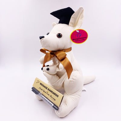 32cm Graduation Signature Stuffed Plush Kangaroo Toy Blank Fabric Graduate Message Black Pen