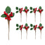 10pcs Christmas Red Holly Berry & Leaf Pick 175mm