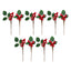 10pcs Christmas Red Holly Berry & Leaf Pick 175mm