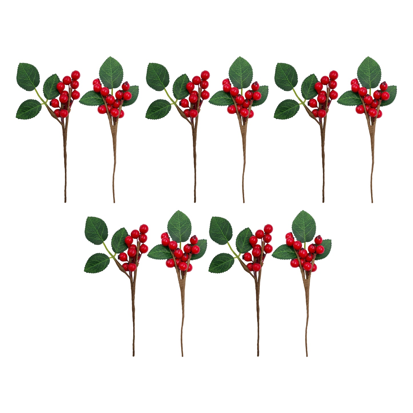 10pcs Christmas Red Holly Berry & Leaf Pick 175mm