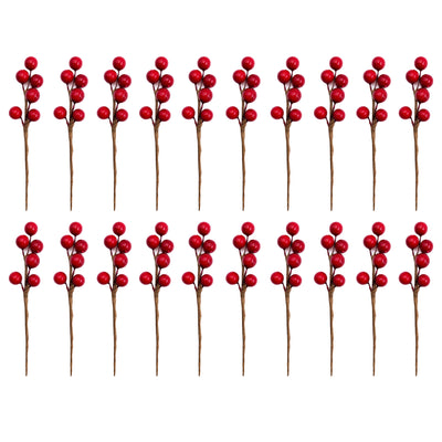 20pcs Christmas Red Holly Berry Pick 115mm