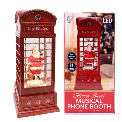 Christmas Light Up Musical Phonebooth - Santa -