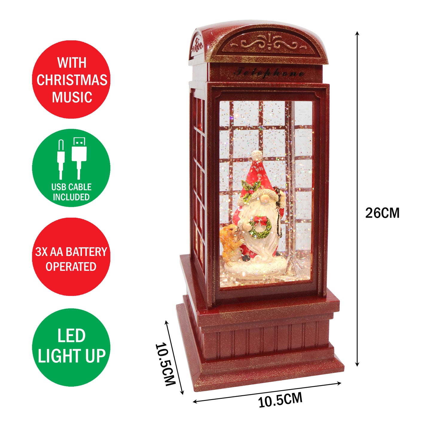 Christmas Light Up Musical Phonebooth - Elf -