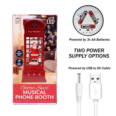 Christmas Light Up Musical Phonebooth - Santa -