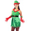 Women Summer Christmas Elf Costume Dress Set - Green-