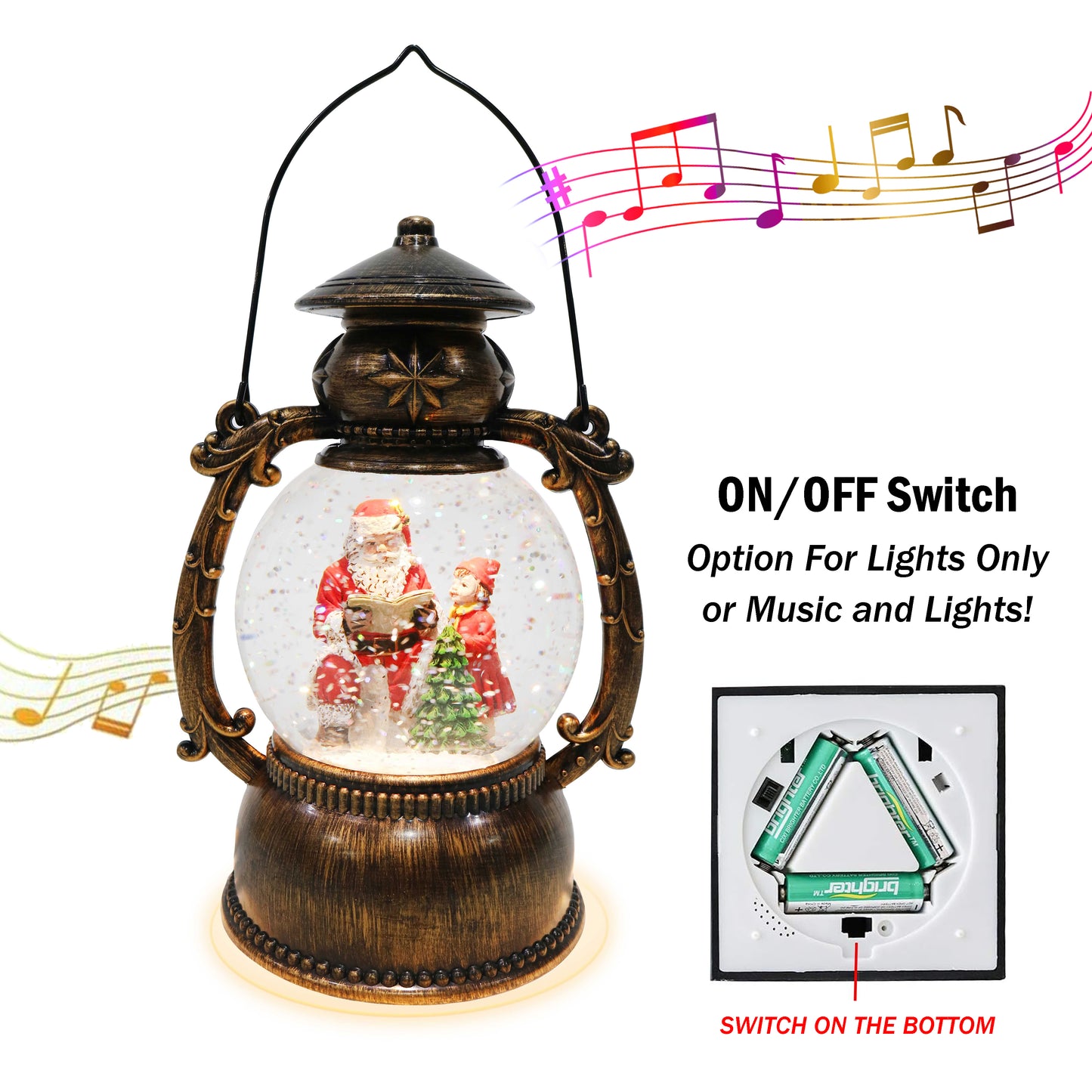 Christmas Light Up Glitter Musical Lantern