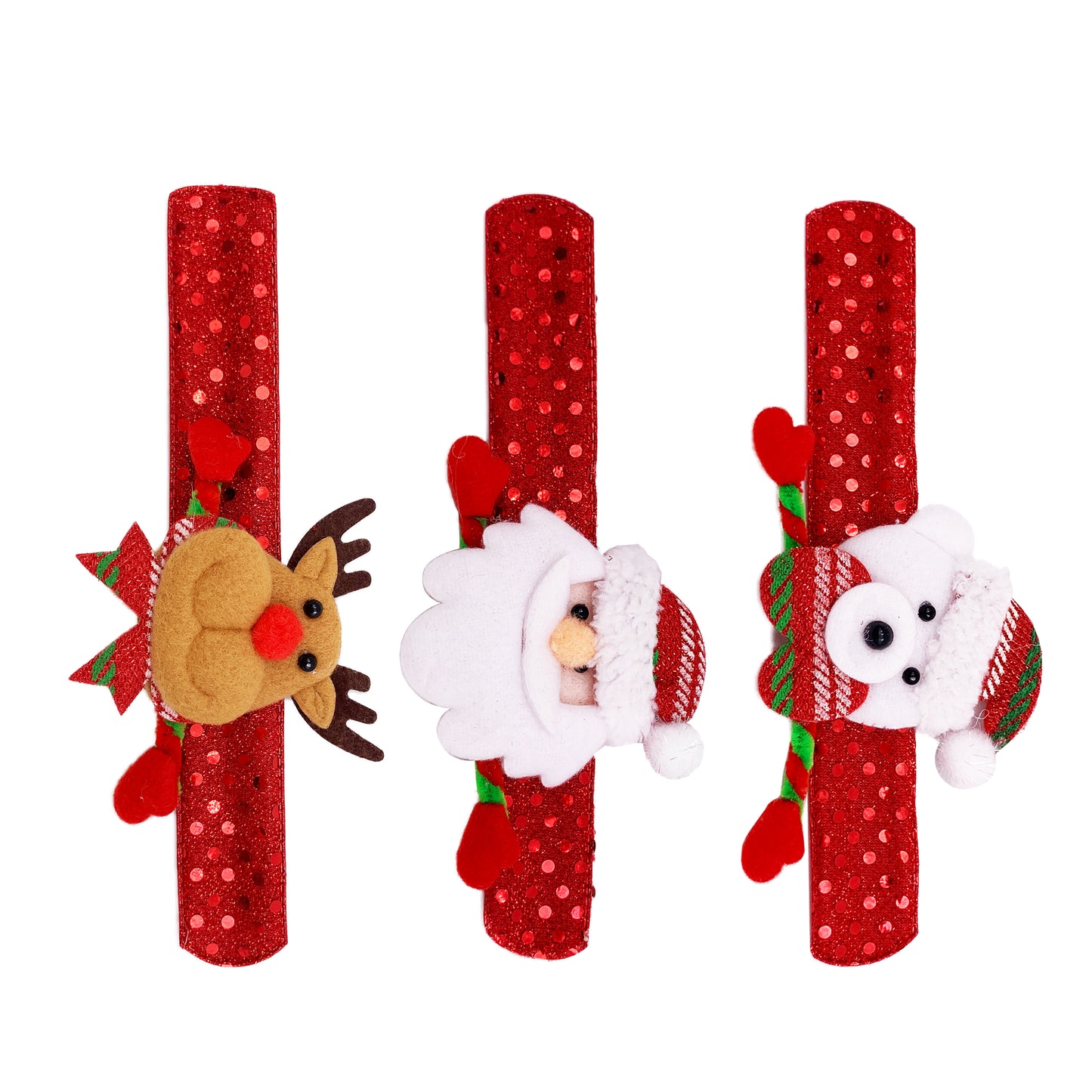 3 PACK Christmas Wrist Snap Slap Bands