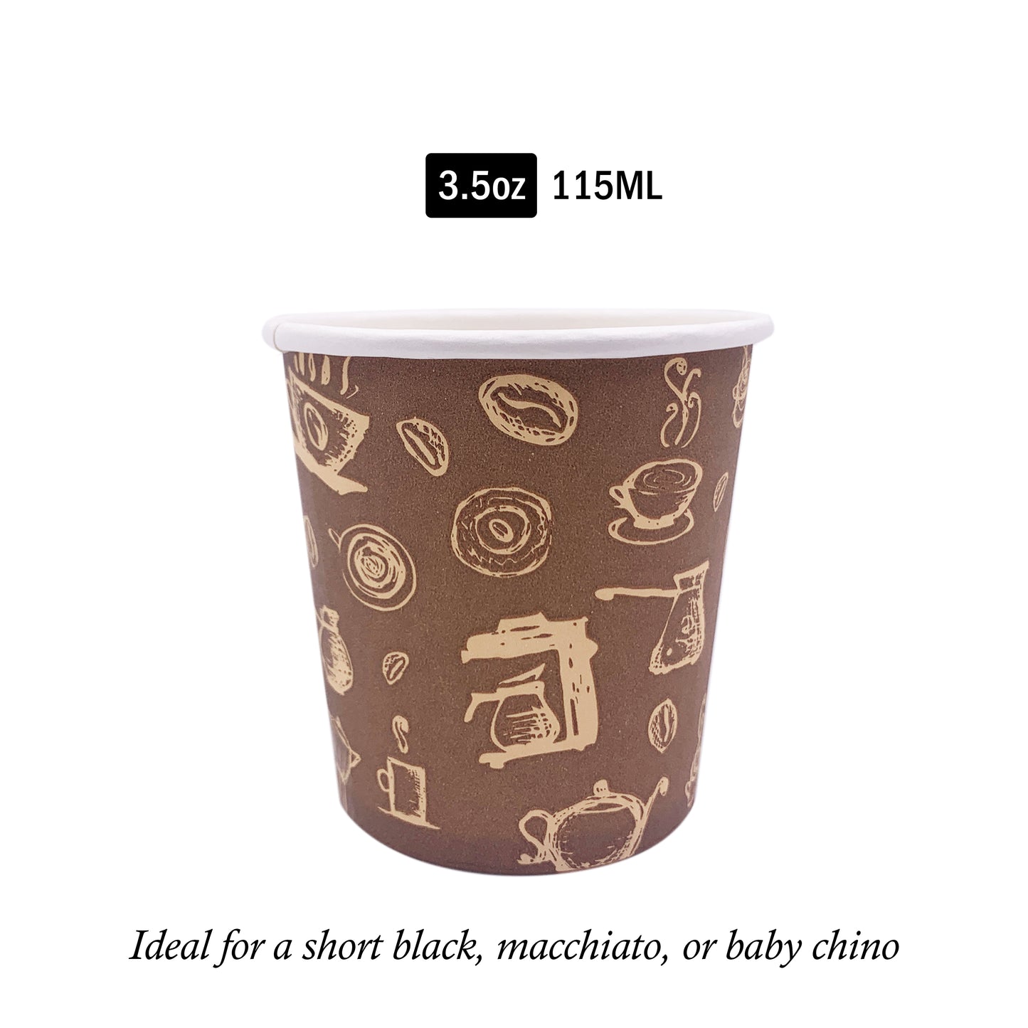 3.5oz Disposable Paper Cup - Coffee Bean Decal