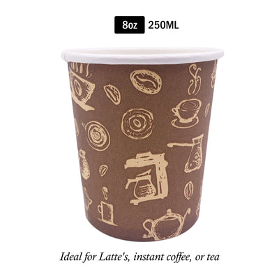 8oz Disposable Paper Cup - Coffee Bean Decal