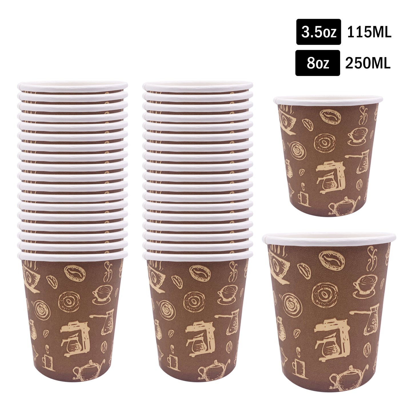 Disposable Paper Cup - Coffee Bean Decal