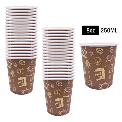 8oz Disposable Paper Cup - Coffee Bean Decal