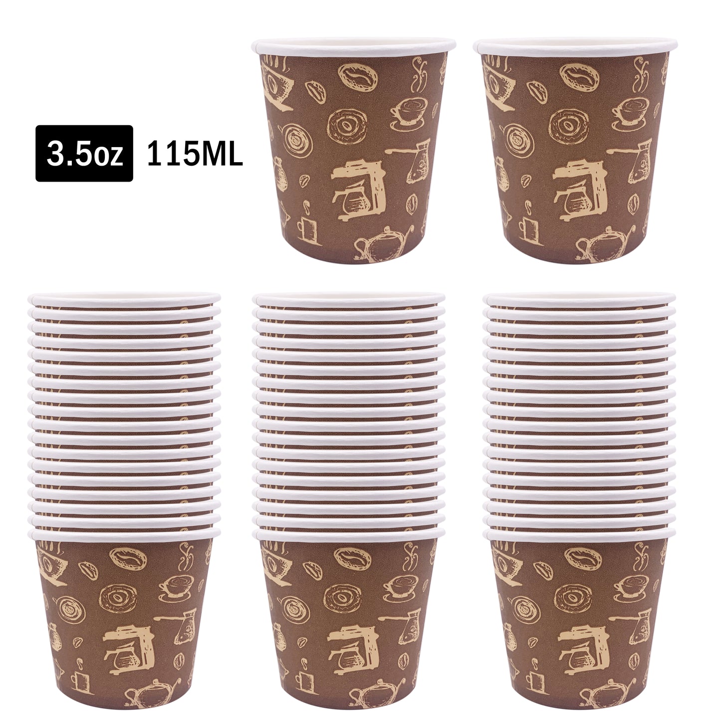 3.5oz Disposable Paper Cup - Coffee Bean Decal