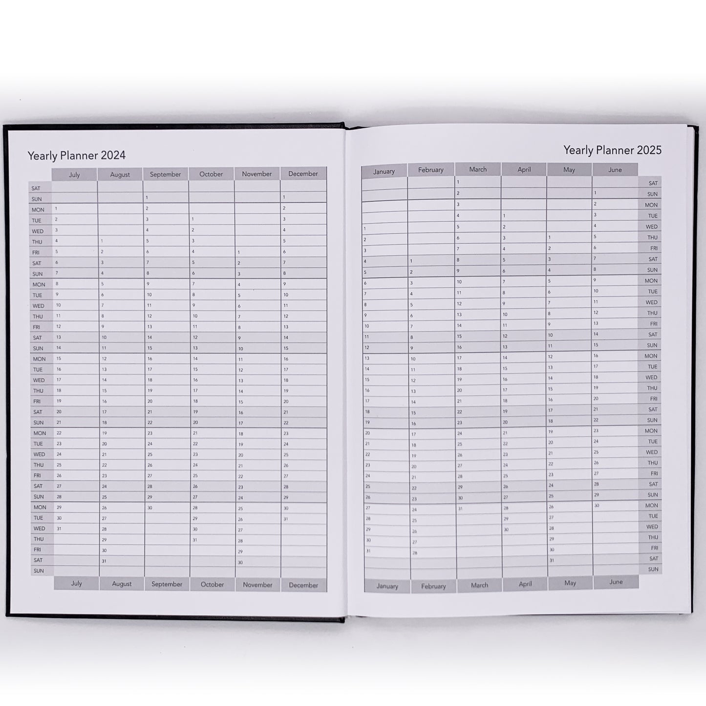 2024 2025 Financial Year Diary A4 Day To View Black