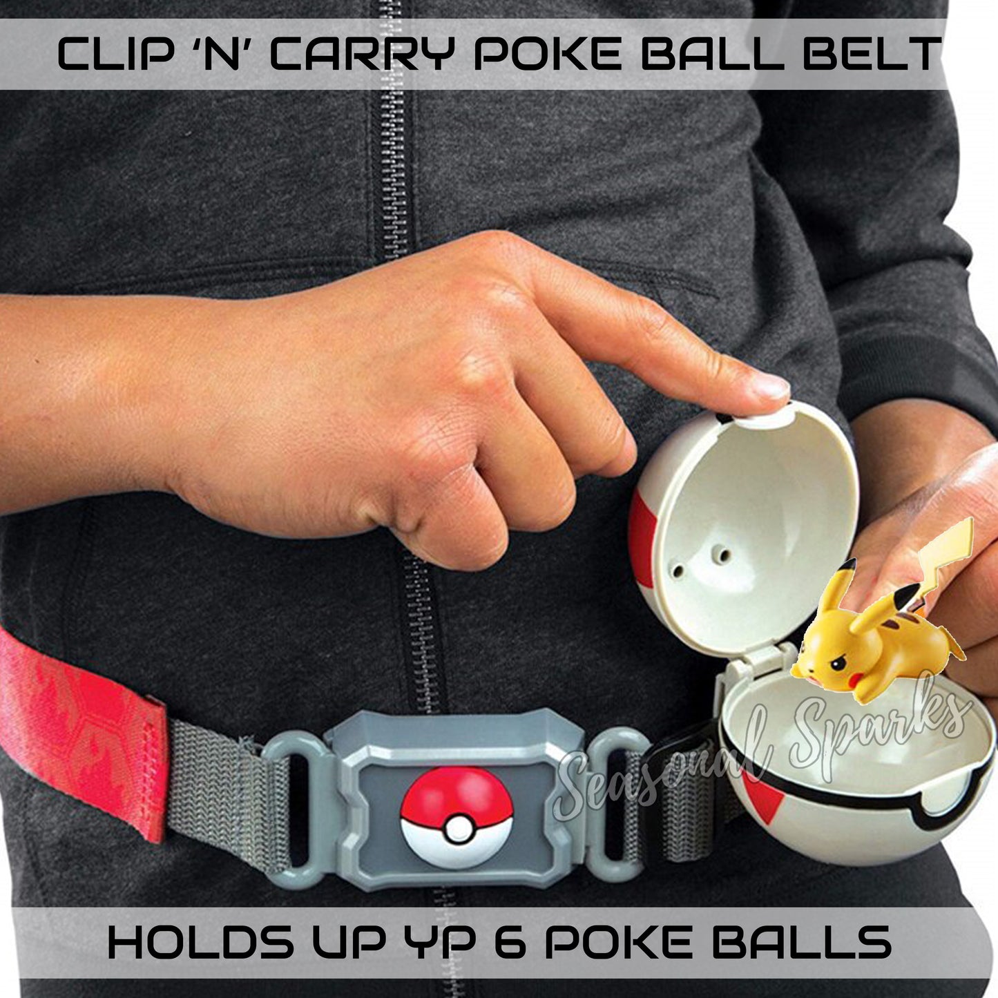 Pokemon Clip N Carry Poke Ball Belt - Running Pikachu-