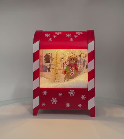 Snowing Musical Mailbox Christmas Decoration Light Up Santa Snowman Gingerbread