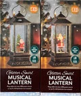 32cm LED Glitter Swirl Musical Lantern Christmas Santa USB Battery Light Up Decoration