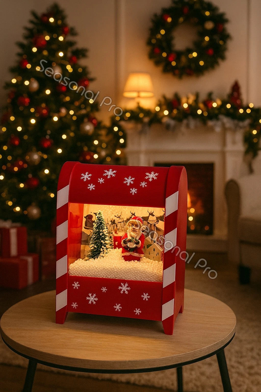 Snowing Musical Mailbox Christmas Decoration Light Up Santa Snowman Gingerbread