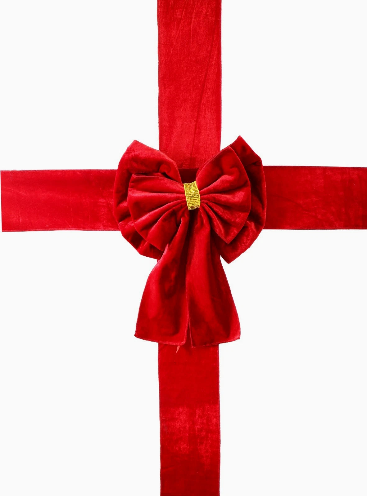 Red Velvet Christmas Front Door Ribbon Bow Sash Set Gift Wrap Decoration