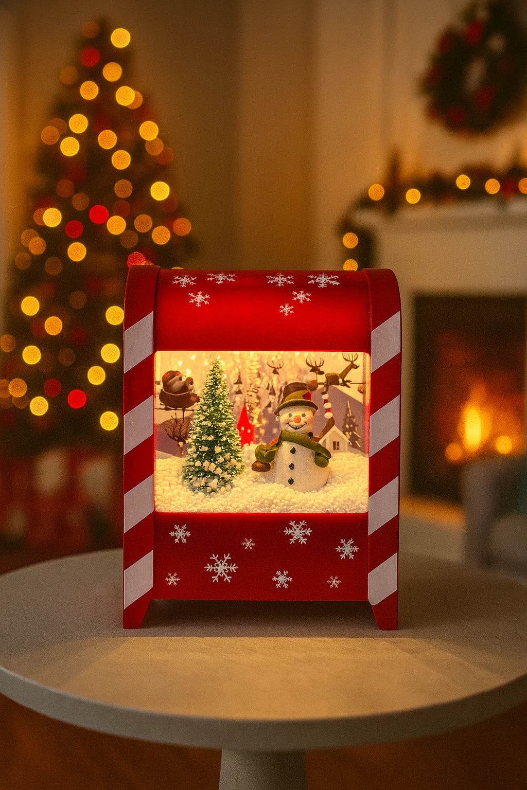 Snowing Musical Mailbox Christmas Decoration Light Up Santa Snowman Gingerbread