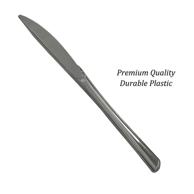 12 x Reusable Metallic Silver Plastic Knives