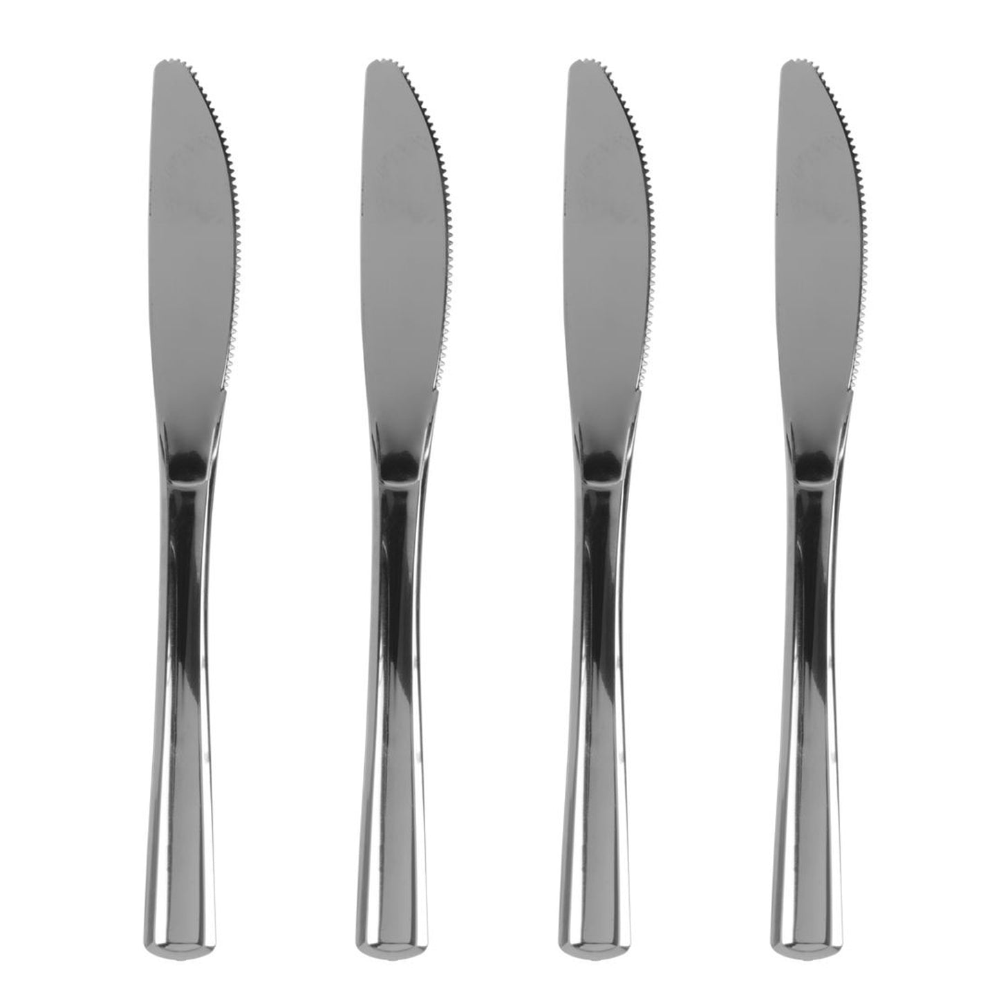 300 x Reusable Metallic Silver Plastic Knives