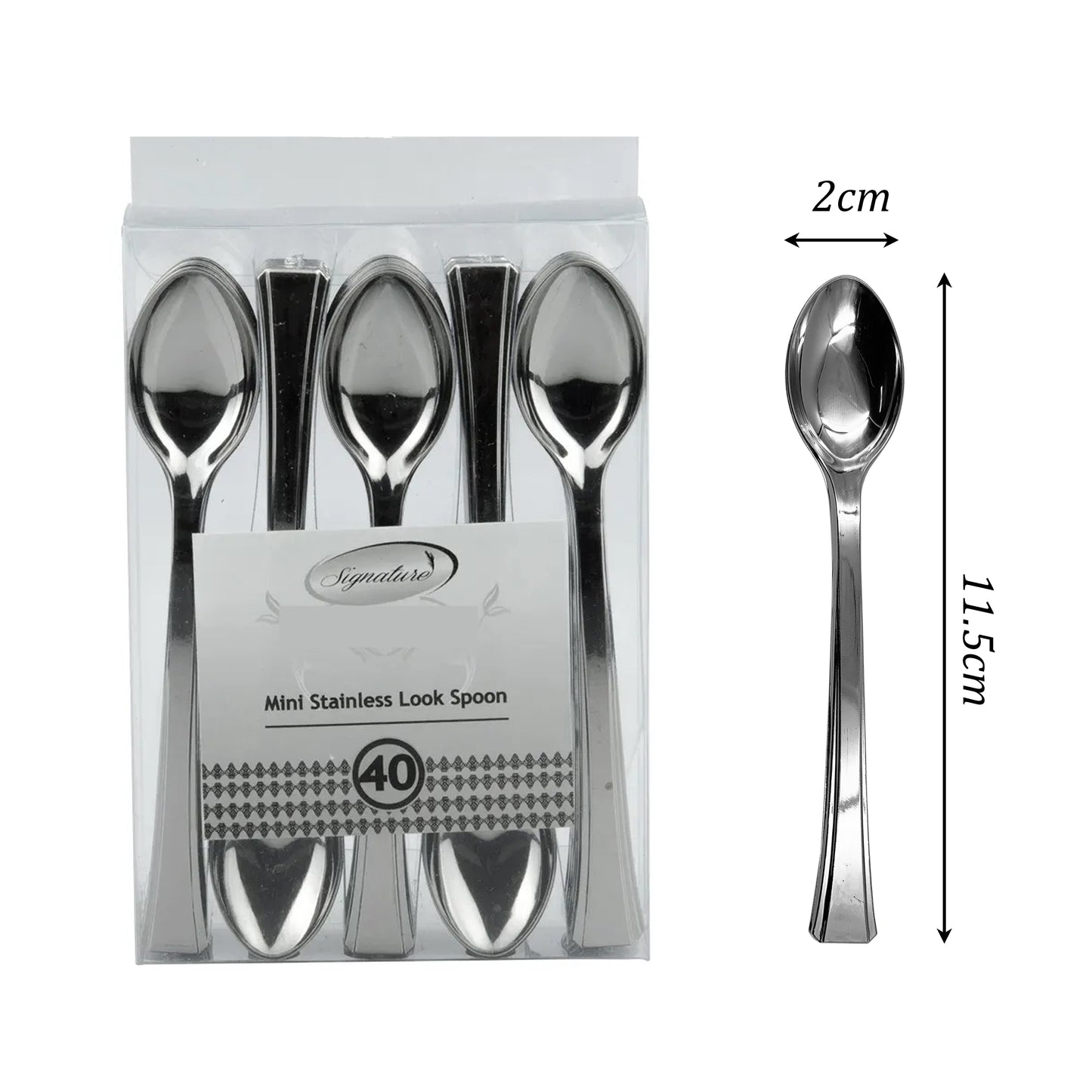 120 x Reusable Metallic Silver Plastic Cutlery 5 Types