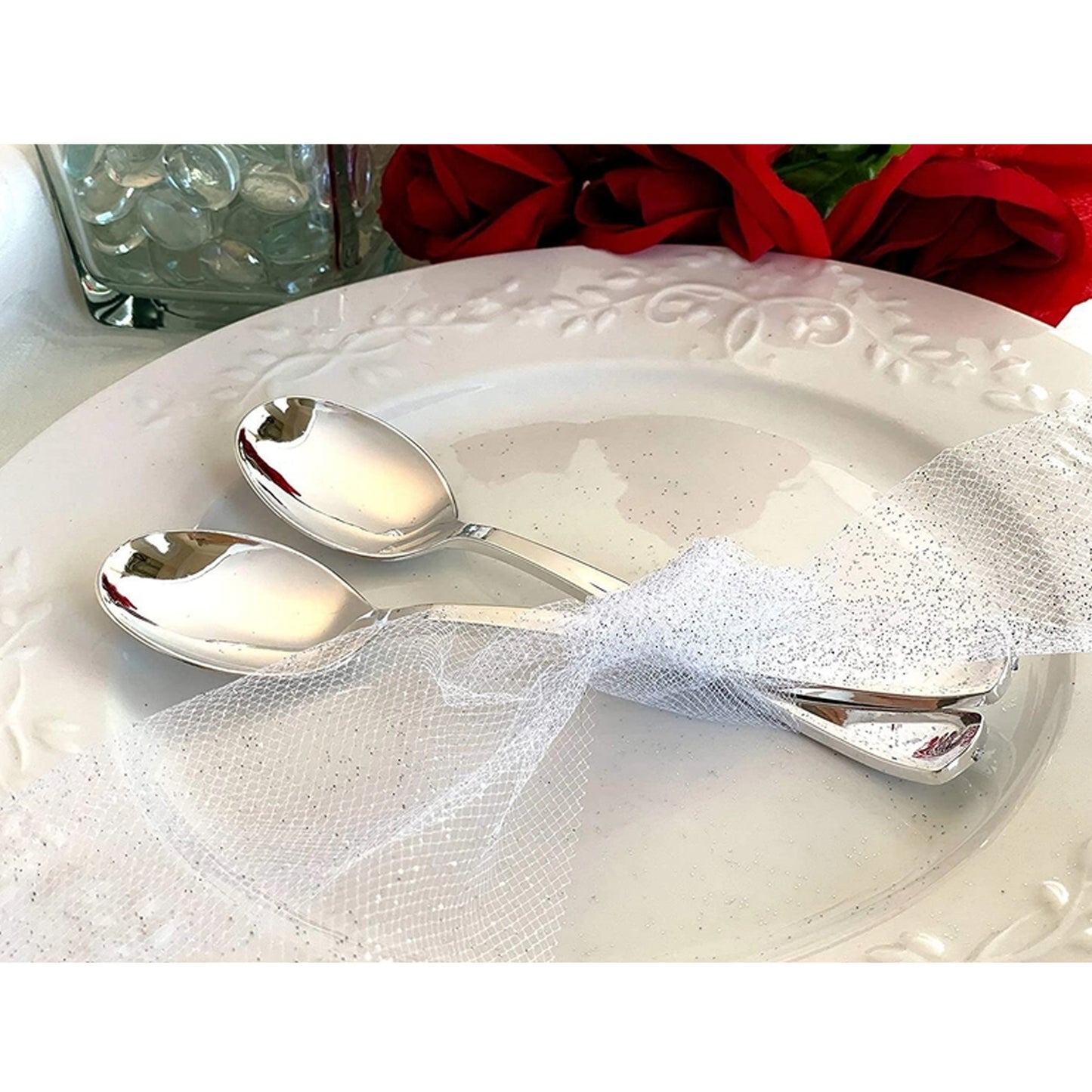 Reusable Metallic Silver Plastic Cutlery Set