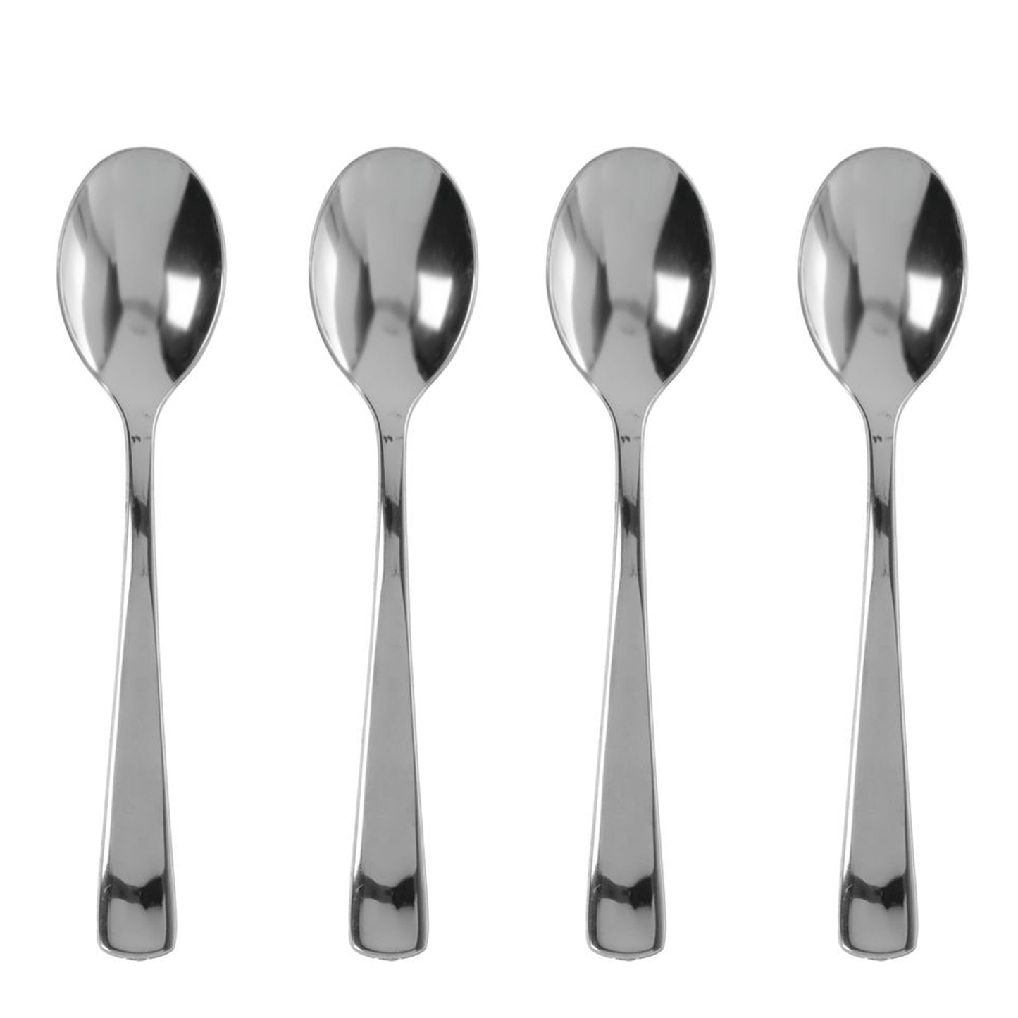 12 x Reusable Metallic Silver Plastic Spoons