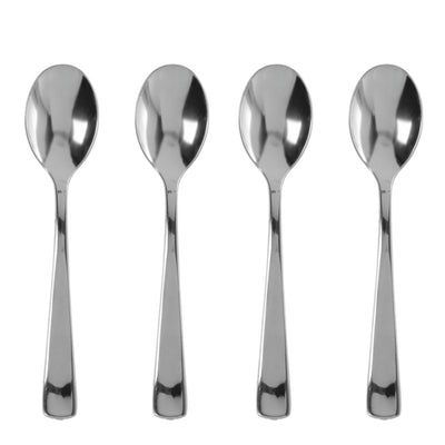 12 x Reusable Metallic Silver Plastic Spoons