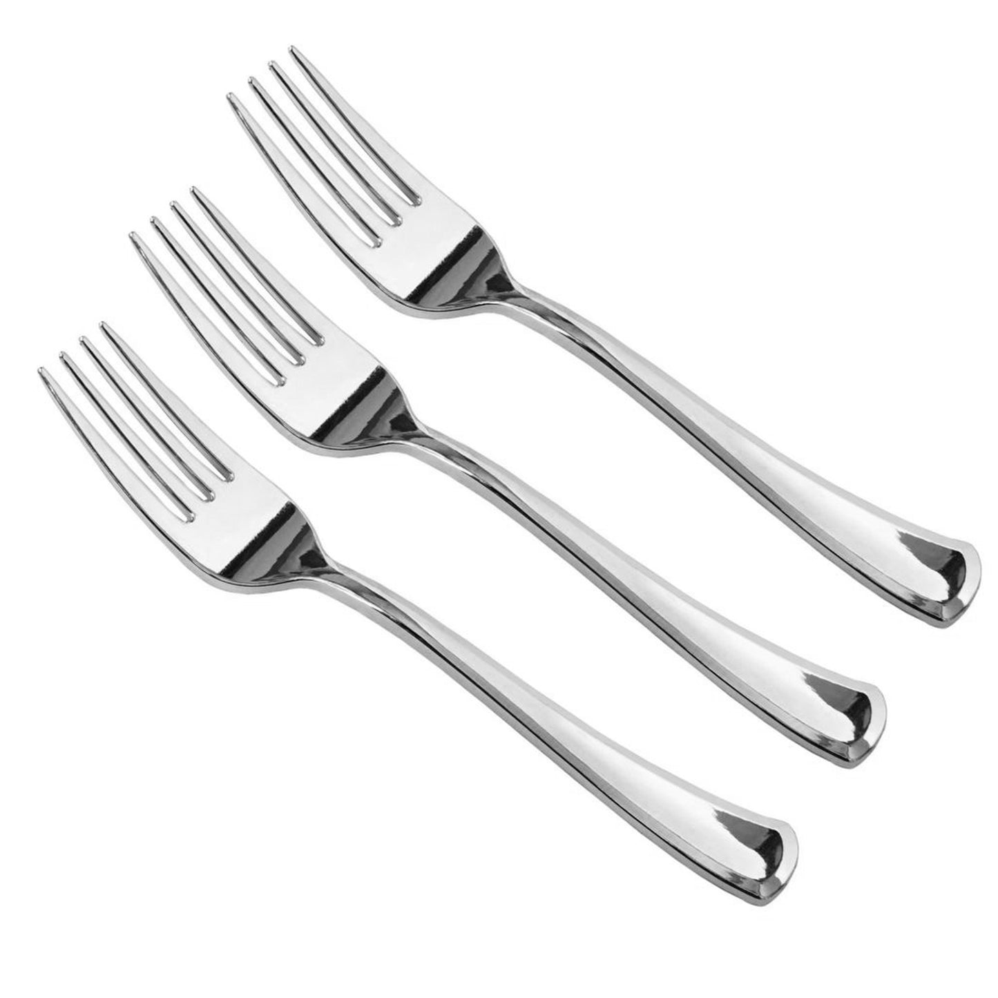 12 x Reusable Metallic Silver Plastic Forks