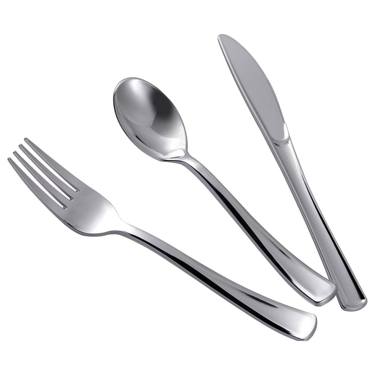 Reusable Metallic Silver Plastic Cutlery Set