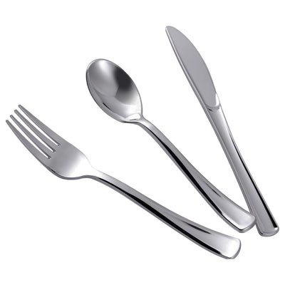 120 x Reusable Metallic Silver Plastic Cutlery 5 Types