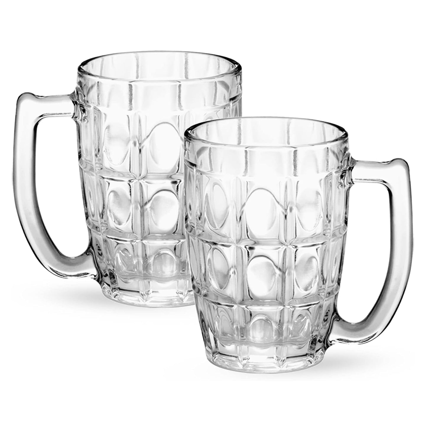 6pk Beer Mug With Handle 400ml Dimple Print