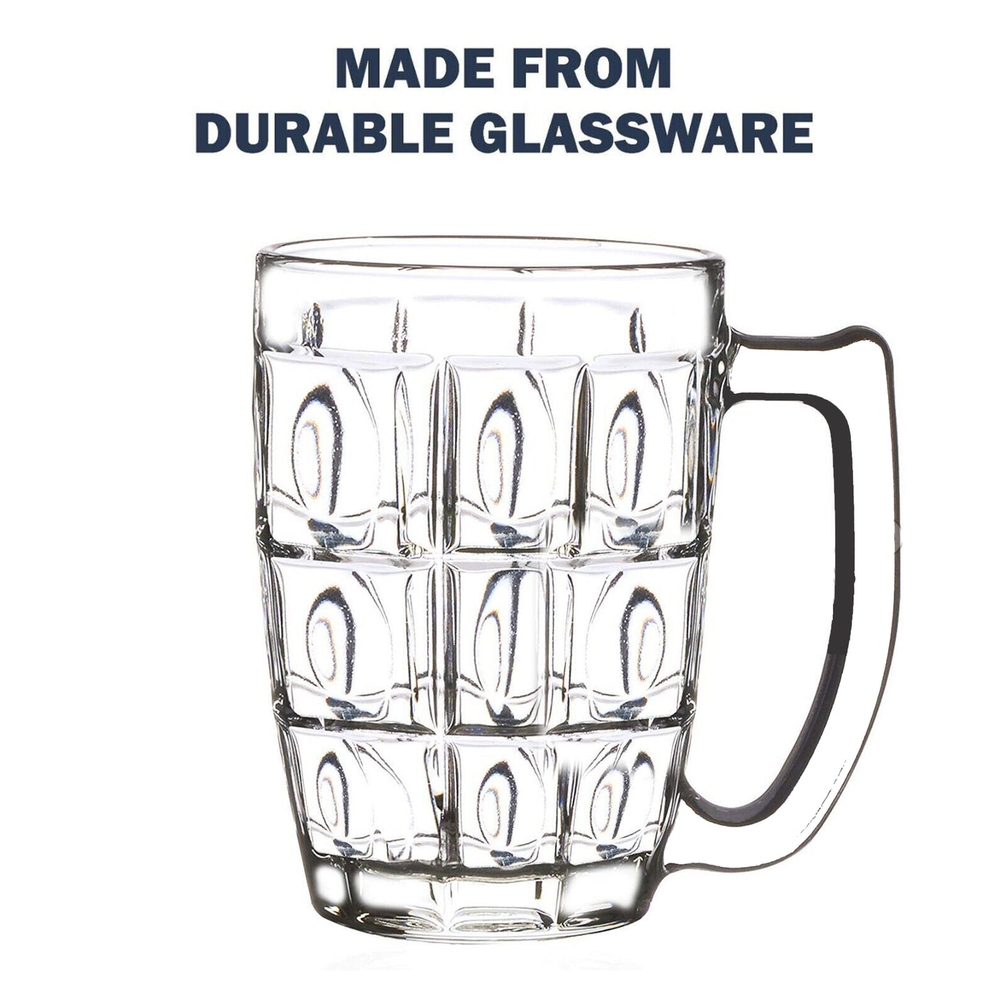 6pk Beer Mug With Handle 400ml Dimple Print