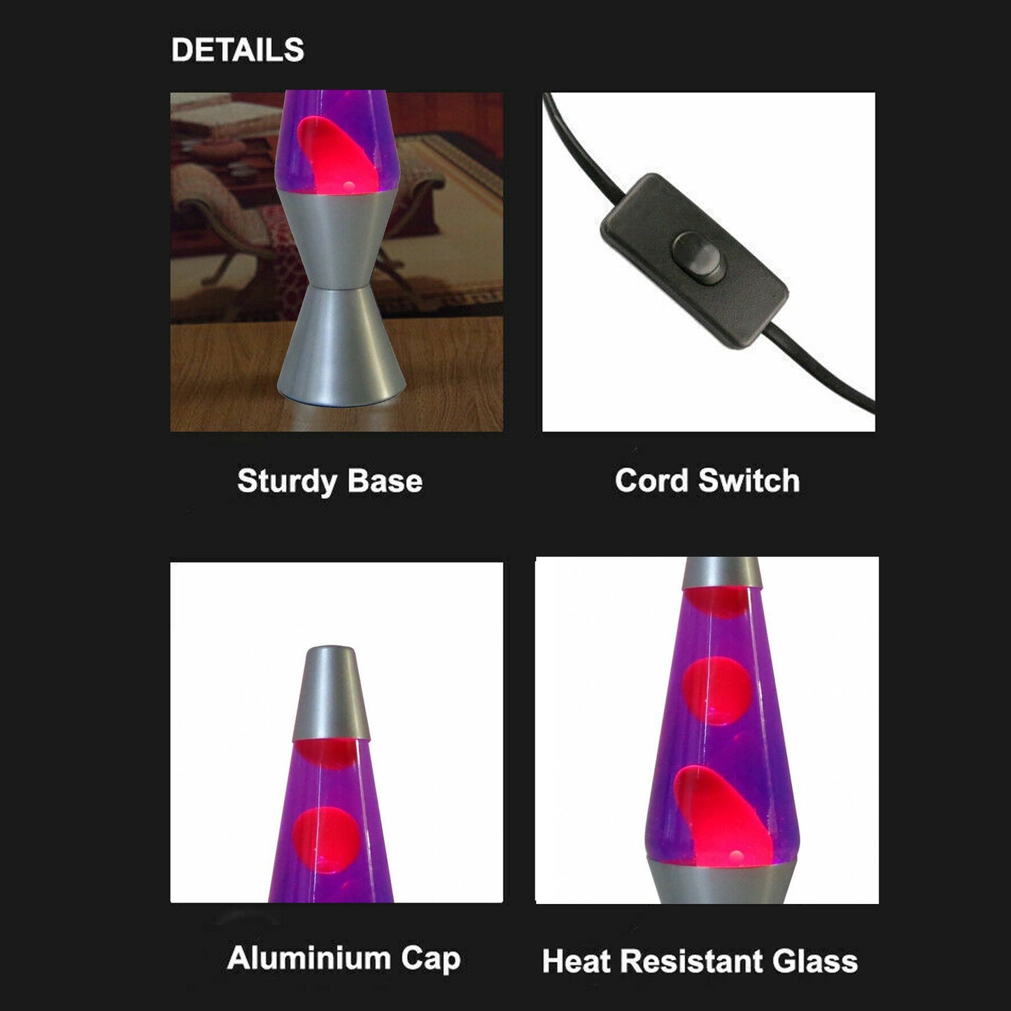 37cm Large Lava Lamps - Purple & Red