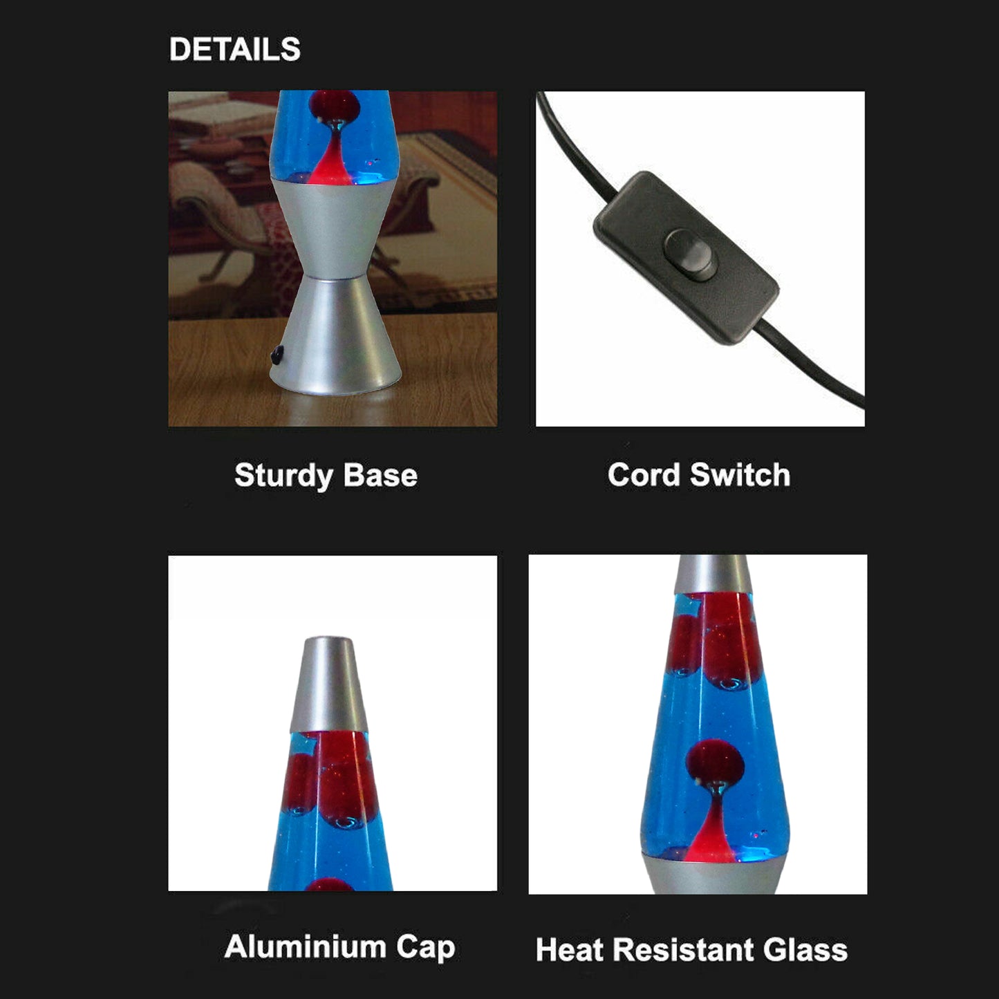 37cm Large Lava Lamps - Blue & Red