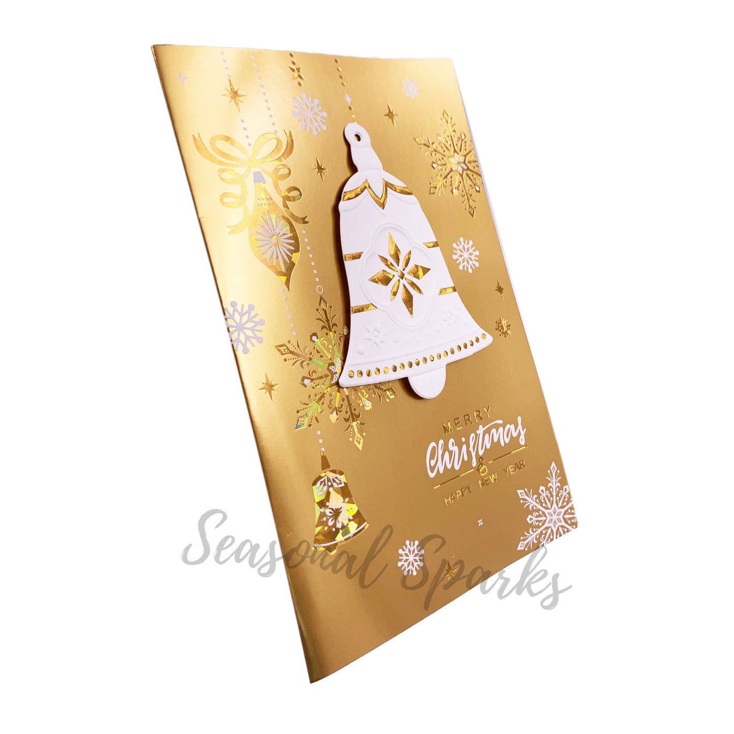 Gold 3D Christmas Greeting Cards & Envelopes – Pack of 12