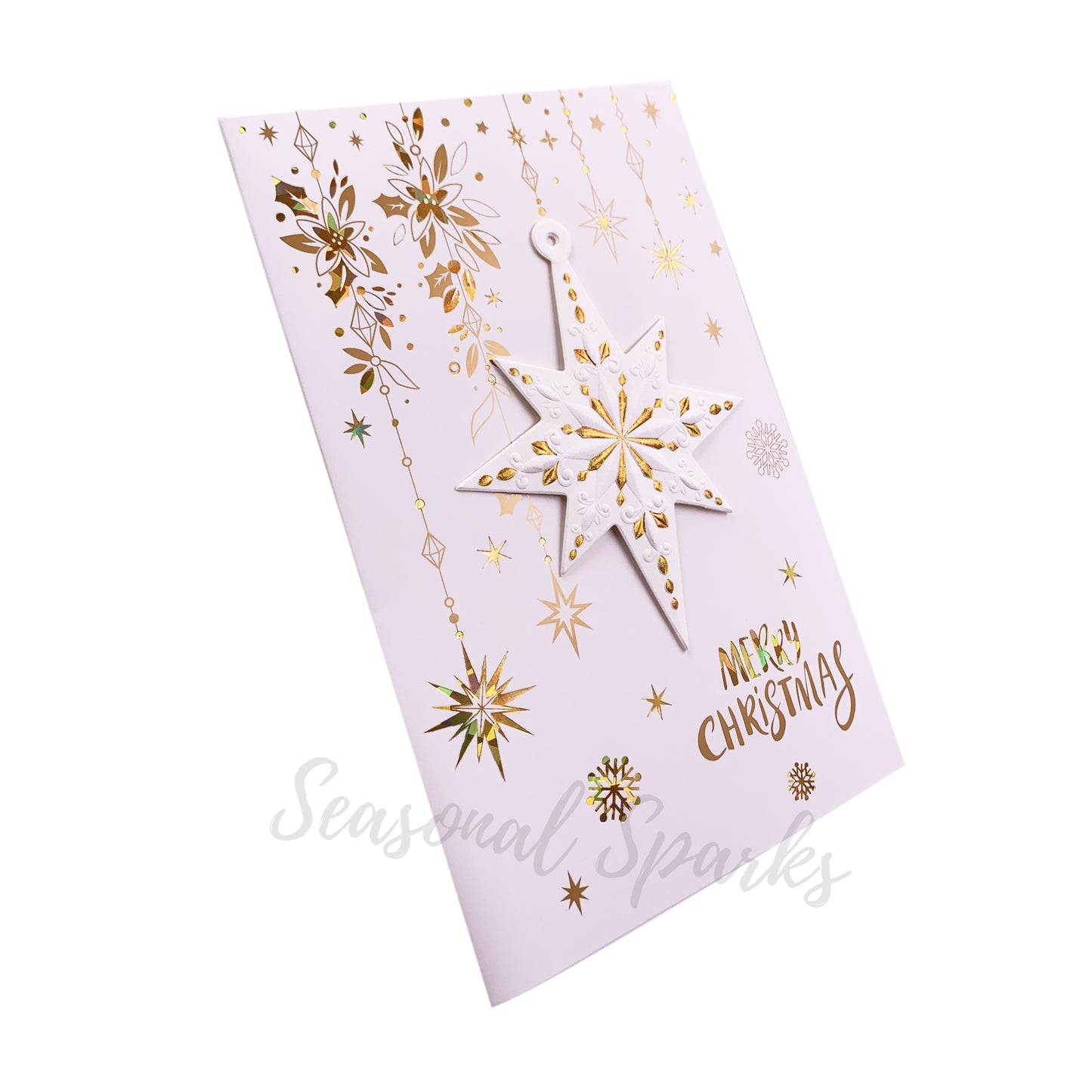 Gold 3D Christmas Greeting Cards & Envelopes – Pack of 12