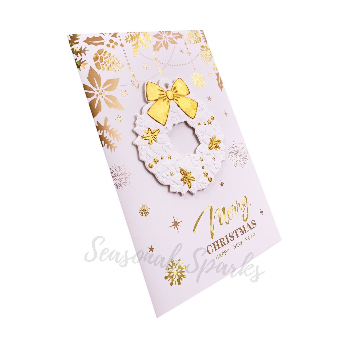 Gold 3D Christmas Greeting Cards & Envelopes – Pack of 12