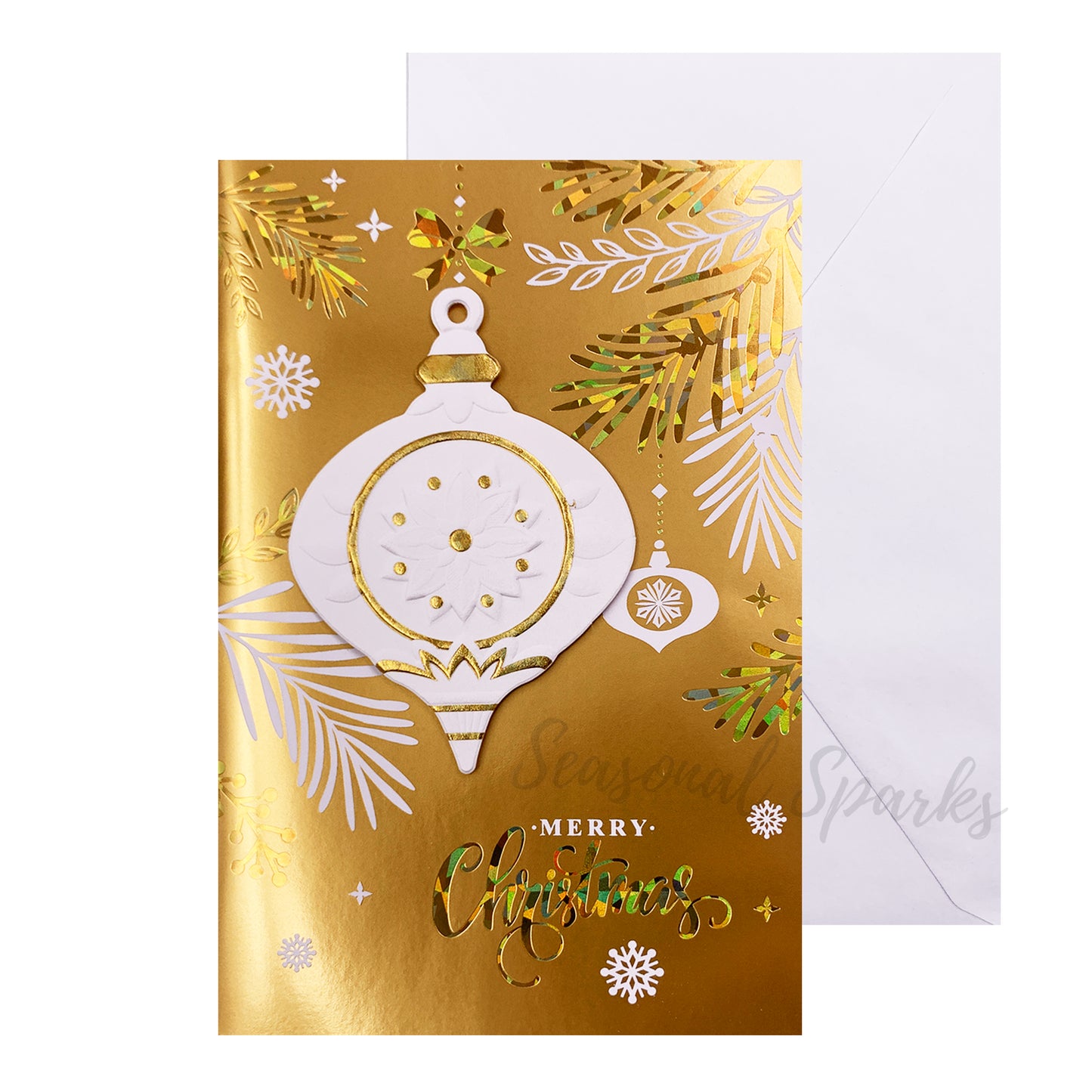 Gold 3D Christmas Greeting Cards & Envelopes – Pack of 12