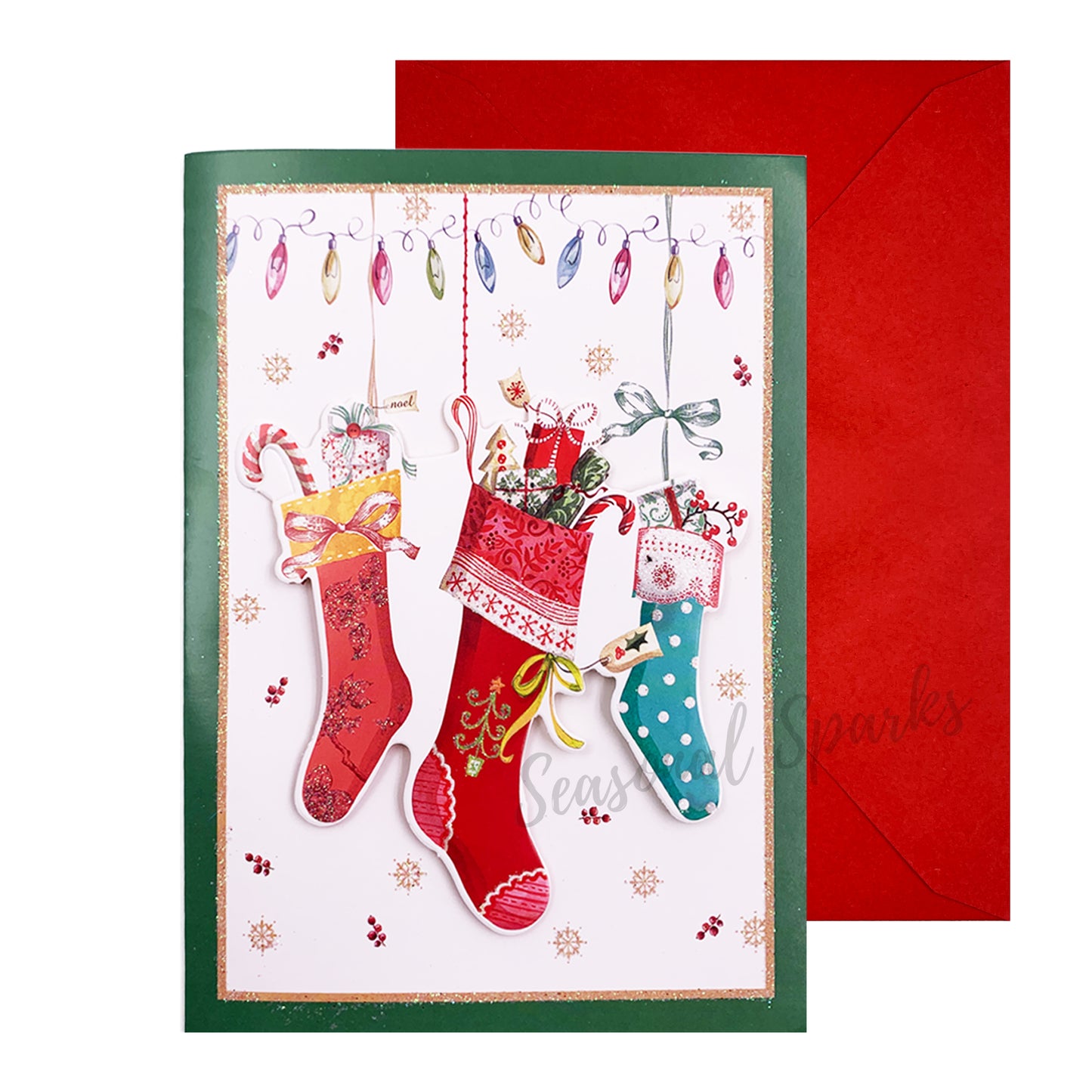 Glitter 3D Christmas Greeting Cards & Envelopes – Pack of 6