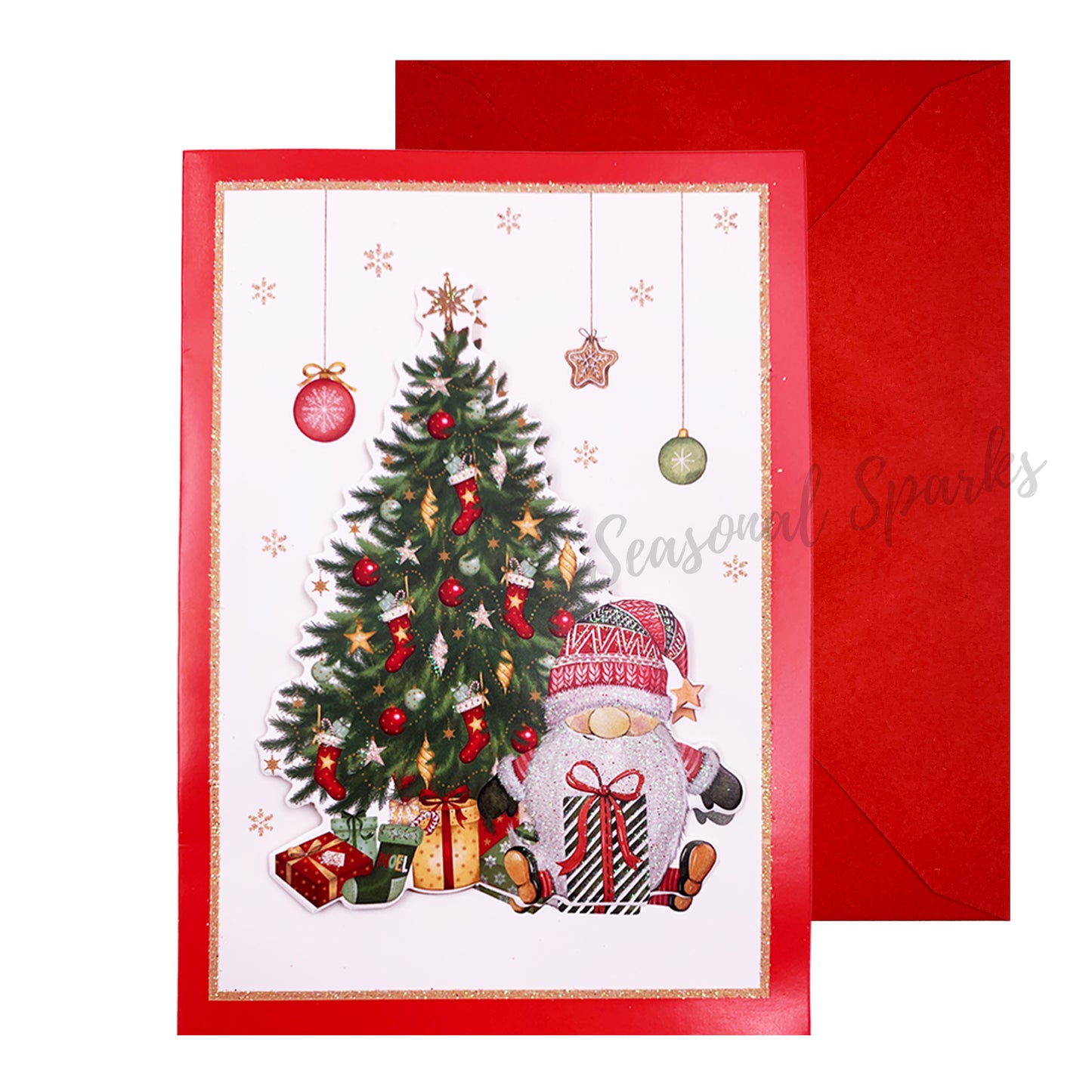 Glitter 3D Christmas Greeting Cards & Envelopes – Pack of 6