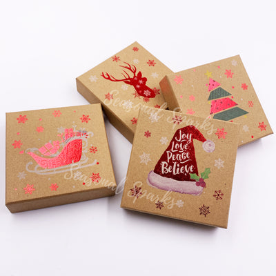 Kraft Red Foil Gift Holder 10x10x2.3cm – Pack of 4