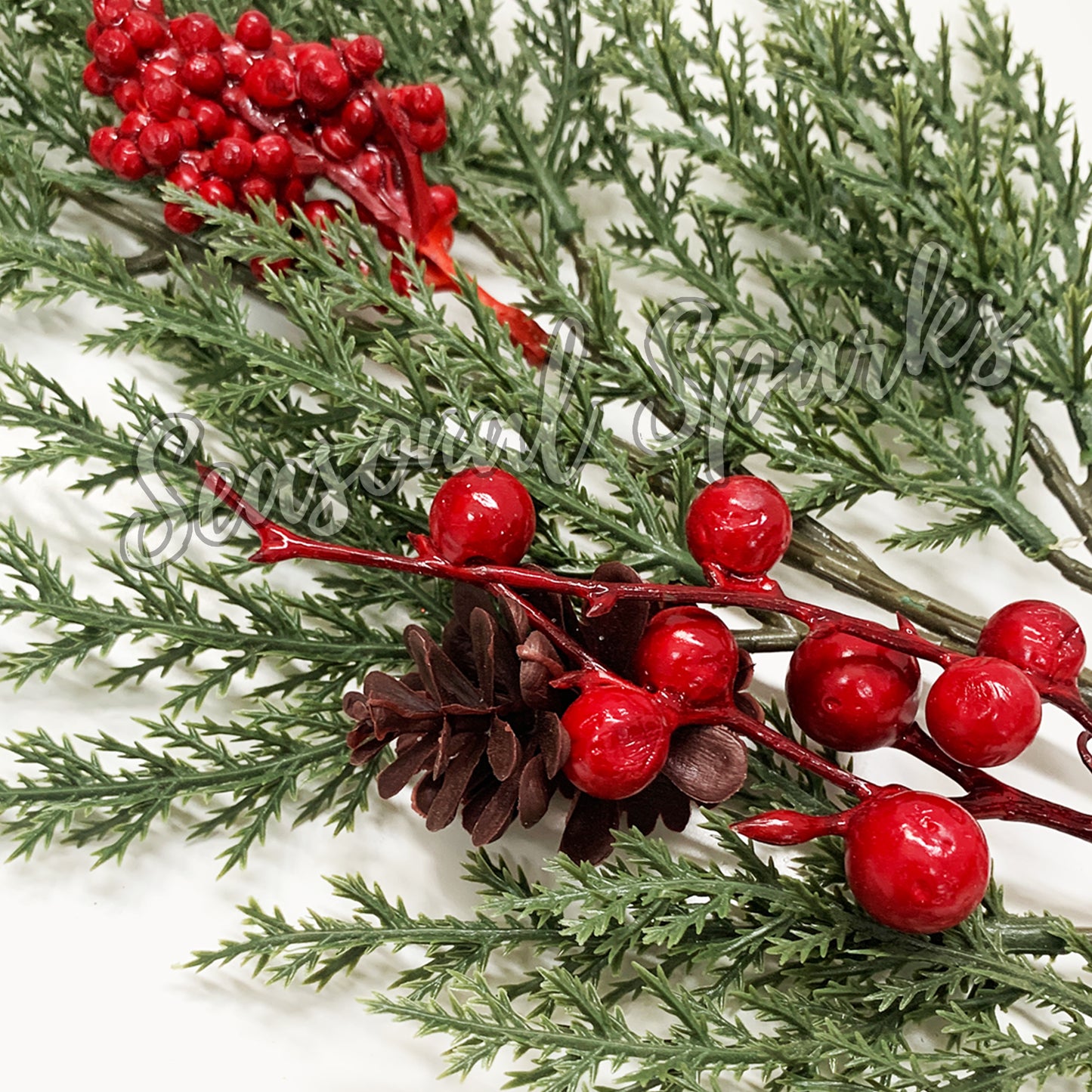 Vivid Pine & Berry Branches  – Pack of 1